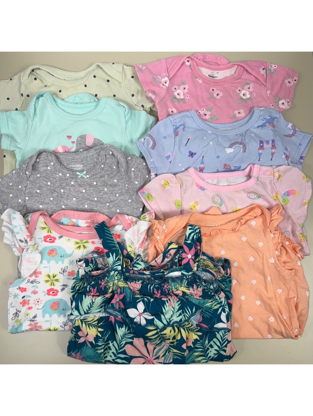 Baby Girl 6-9M 9 Piece Bodysuit Romper Clothing Lot